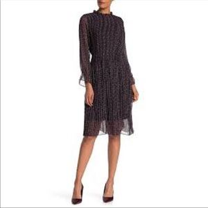 Sam Edelman Chiffon Pleated Peasant Shift Dress 6